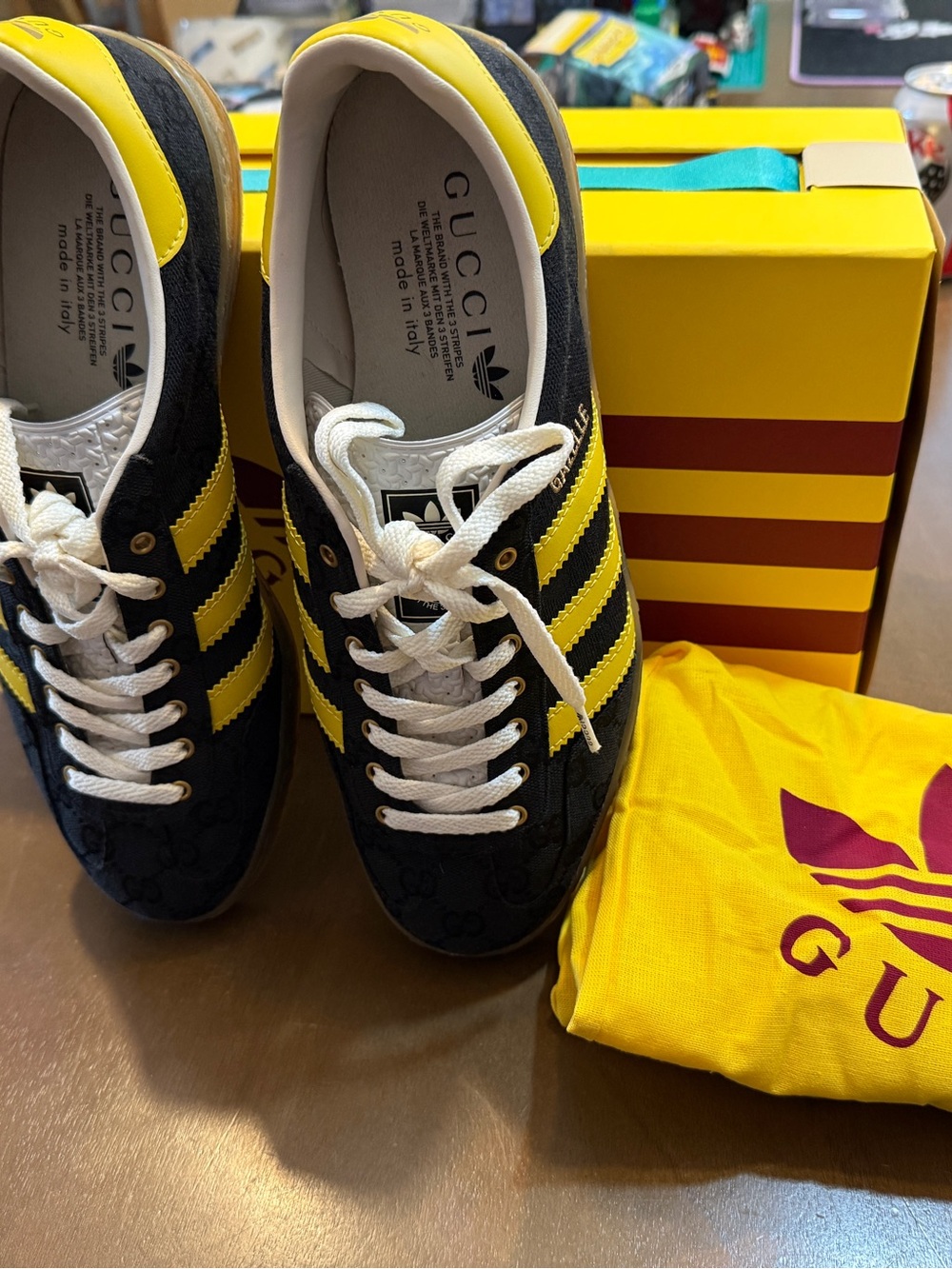 Gucci x Adidas Men’s G M Gazelle Sneakers - Picture 2 of 7